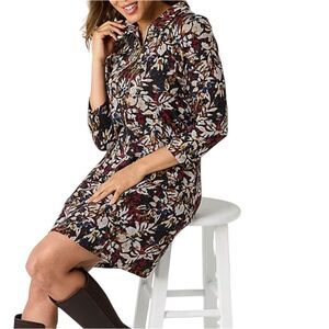 R&K Size Medium Long Sleeve Sweater Dress with Floral Design